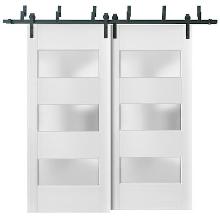 Sartodoors Barn Bypass Interior Door, 36" x 96", White LUCIA4070BBB-BEM-3696